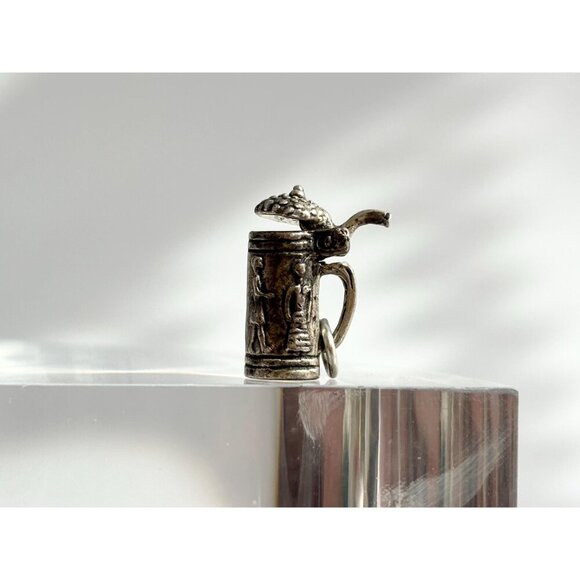 German Stein Mug Craft Beer Lidded Teeny Tiny Figural Vintage Pendant | Charm - Picture 10 of 11